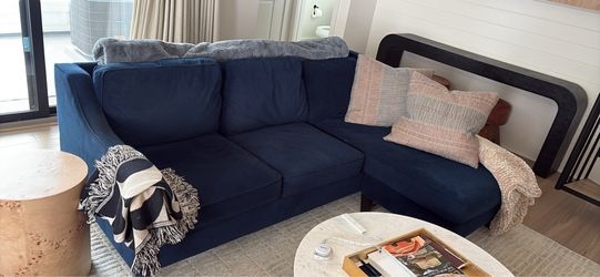 West Elm Blue Velvet Sectional