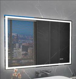 Peorsily 40 in. W x 32 in. H Rectangular Frameless Anti-Fog Dimmable Wall Bathroom Vanity Mirror with Backlit and Front Lit