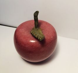 Stone Apple Art Paperweight Teacher Gift Antique Vegan Fruit