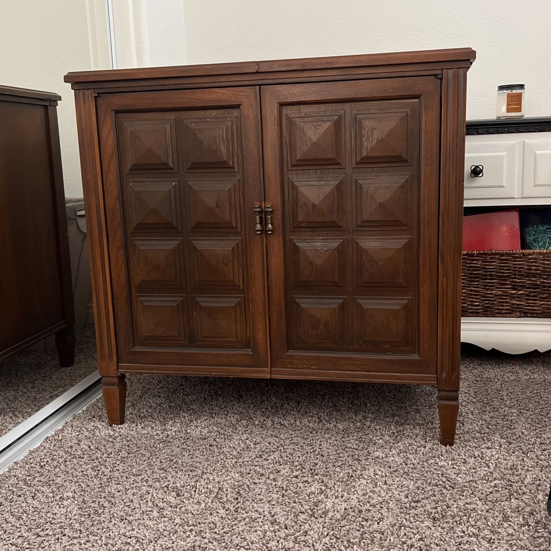 Vintage Solid Wood Sewing Machine Cabinet