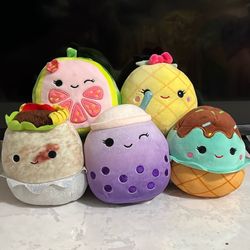 Food And Fruits 5 Inch Squishmallows Plushies Lot
