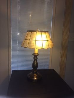 Brass and MOTHER of PEARL Capiz Shell LAMP SHADE with Brass Frame