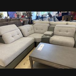 L shaped sectional Recliner Sofa With 2 Seat Fully Reclined and Cup holder And Storage and Love Seat With USB Ports 