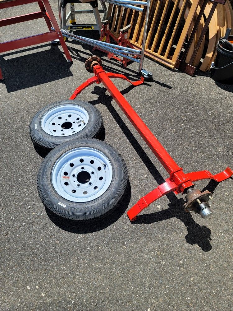 Small Trailer Axle 4x6 / 3500 Lbs / Tires And Fender