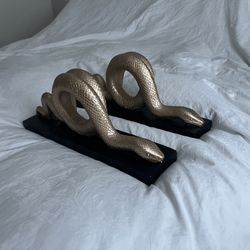 Gold Snake Bookends