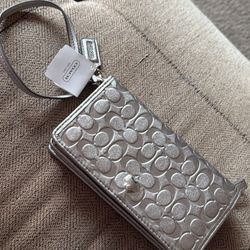 Coach Silver Wristlet Clutch 