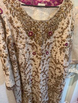 Embroidered South Asian Formal Dress large size fully loaded party wear
