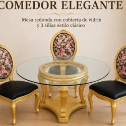 elegant 3-chair dining set