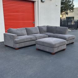 FREE DELIVERY- Modern MCM Sectional Sofa Couch - Gray - Retail $2k