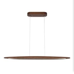 Linear wood chandelier, walnut