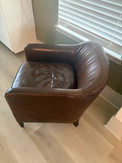 Brown Leather Club Chair - restoration hardware