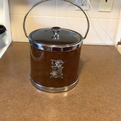 NCM Hollywood Regency Coast Of Arms Ice Bucket With Lid