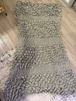 Chunky Grey Knit Ugg Blanket
