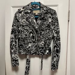 Michael Kors Graffiti Moto Leather Jacket