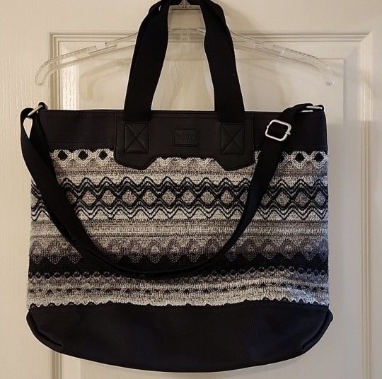 TOMS Black & Gray Knit Messenger Tote, New Without Tags