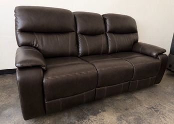 Dark Brown Leather Reclining Sofa