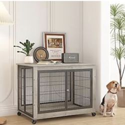 DOG CRATE - Like New - Mobile With locking Wheels