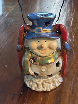 Ceramic snowman lantern