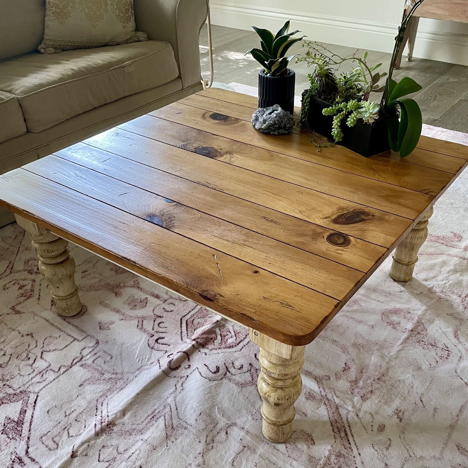 Wood Coffee Table - Vintage Heart pine