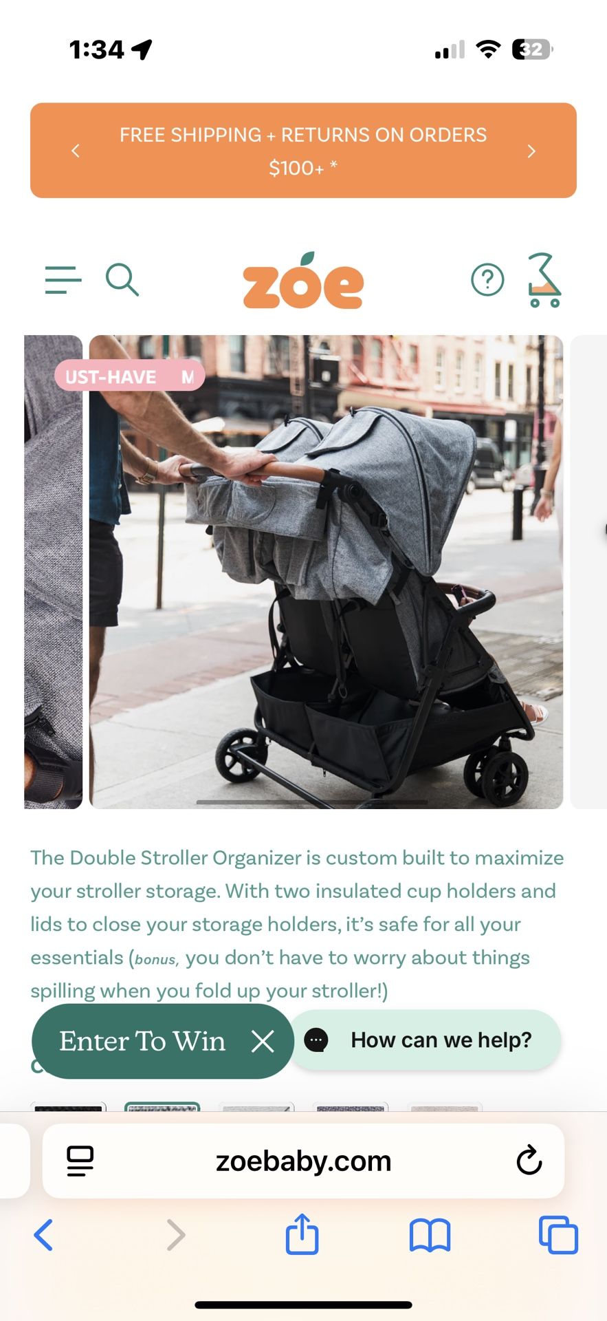 NEW Double Stroller organizer ZOE BABY