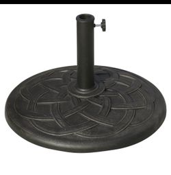 Outsunny 22" 42 lbs Round Resin Umbrella Base Stand Market Parasol Holder with Beautiful Decorative Pattern & Easy Setup, for Φ1.5", Φ1.89" Pole, for 
