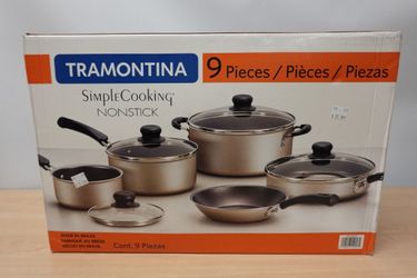 9 Pc Tramontina Non‑Stick Cookware Set – Champagne