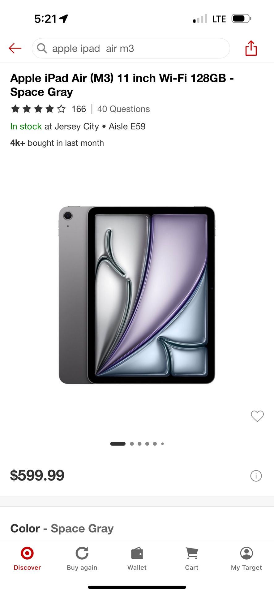 Apple iPad Air 11” (M3) – 128GB – Space Gray (LIKE NEW)