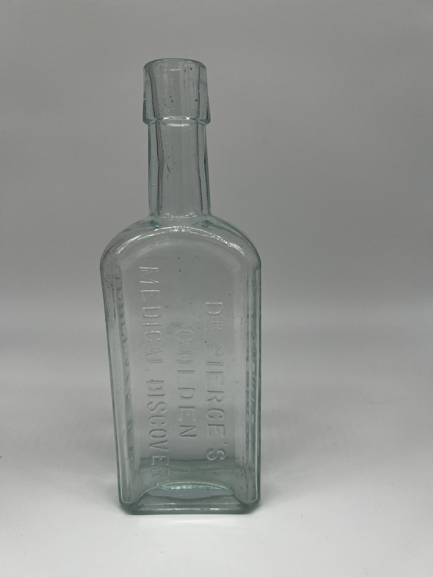 Vintage Antique Clear Glass Bottle DR. PIERCE'S GOLDEN MEDICAL DISCOVERY L@@K