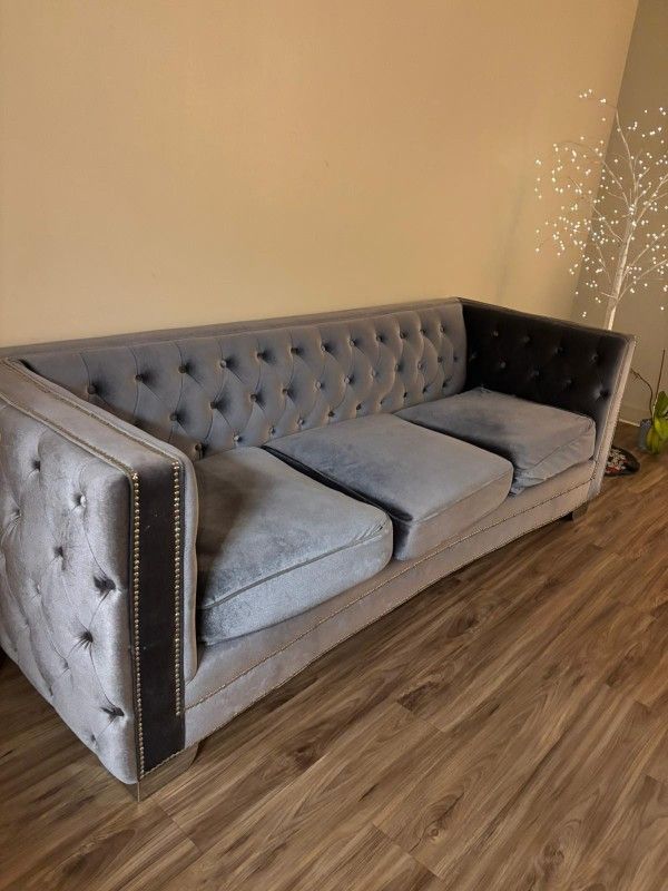Gray Velvet Sofa