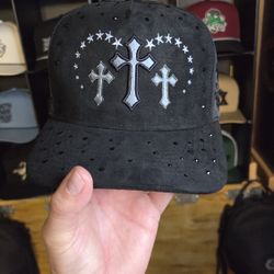 Cross Design- Black Snapback Hat