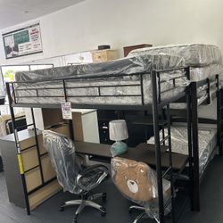 Black Metal Twin Loft Bed With Desk Reg. $349