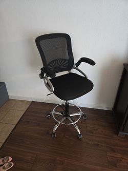 Black and silver drafting chair