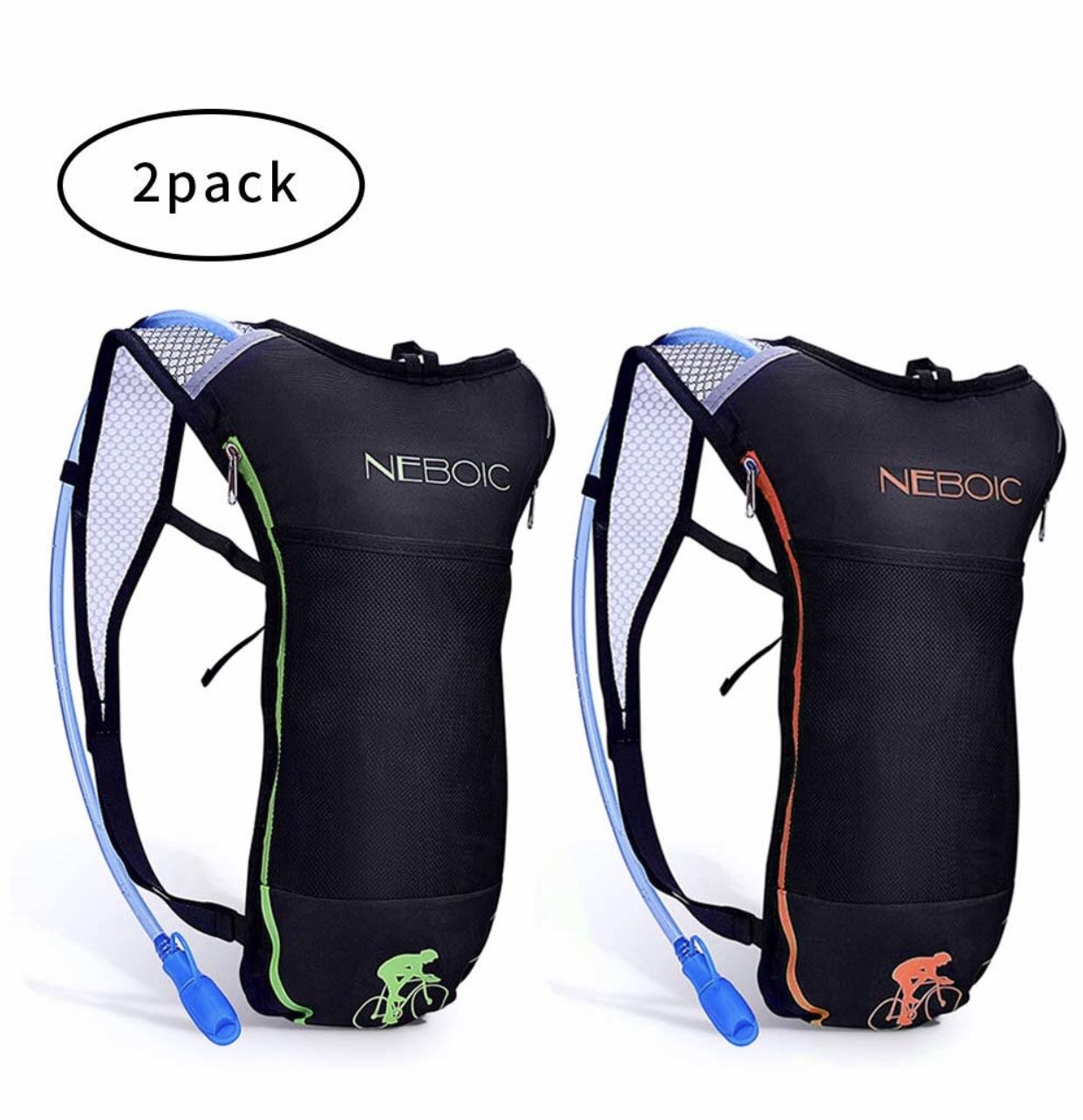 2 Pack Hydration Backpack Pack with 2L Hydration Bladder - Lightweight Water Backpack Keeps Water Cool up to 4 Hours with Big Storage for Kids Women