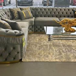 Grey Velvet Sofa Sectional