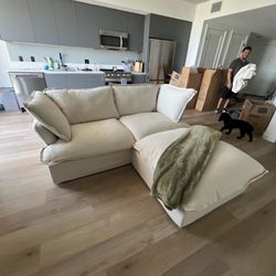 Beige Love Seat Cloud With Ottoman 