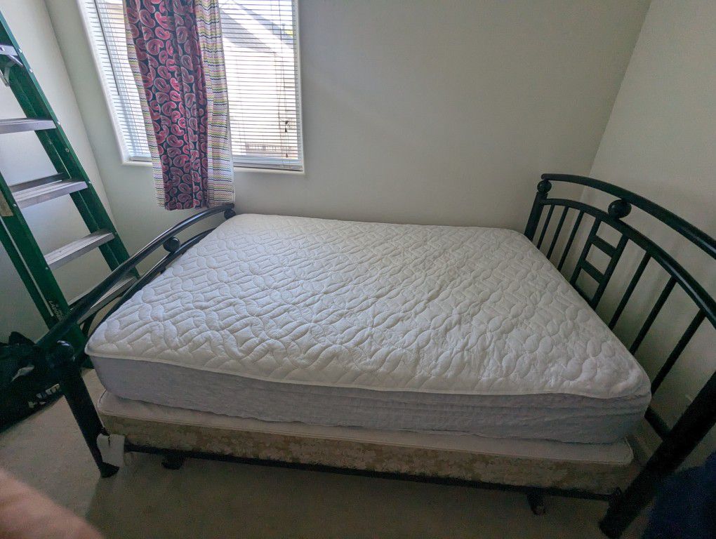 Free Double Bed Frame With Mattress,  Mattress Protector And Box Springs 
