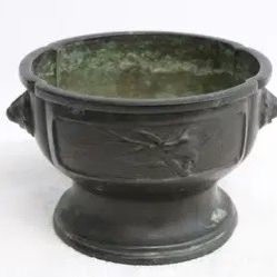  Antique Chinese bronze open censer, 3.4"x3.5"x4.85"
