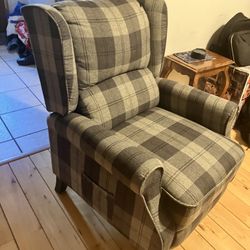 Gray Tartan Recliner