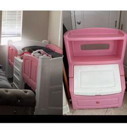 Twin Bed and Toy Chest,, Girls Step 2 with Mattress