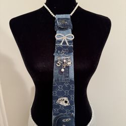Custom Denim Necktie Necklace, $40, If You See This Post It’s Available