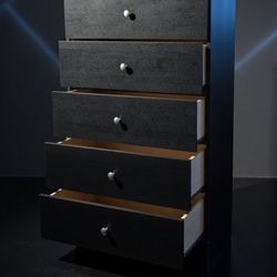 CHEST of drawers for Bedroom 5 drawers Gray with drawer knobs new sealed