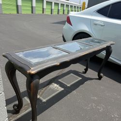 Antique Black Glass-Top Entryway / Sofa Table