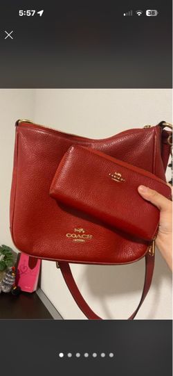 Coach red shoulder bag and wallet set❣️