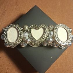 Vtg Photo Stretch  Bracelet , Beaded W 6 Frames