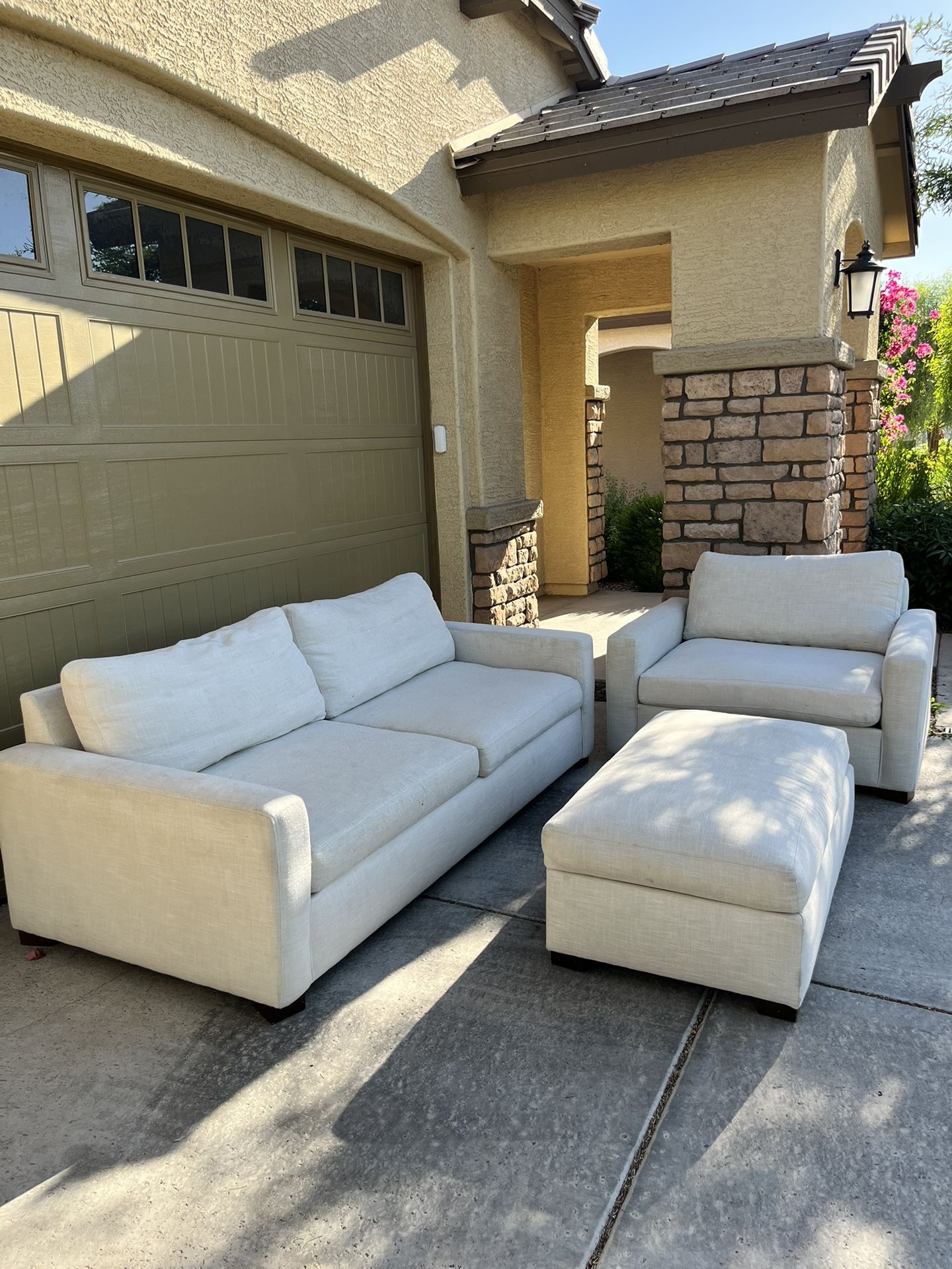 Living room sofa, set with couch chair and ottoman