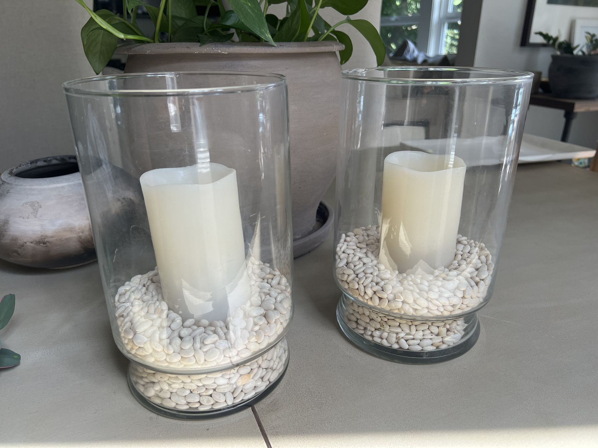 Set Of 2 10 Inch Glass Hurricanes