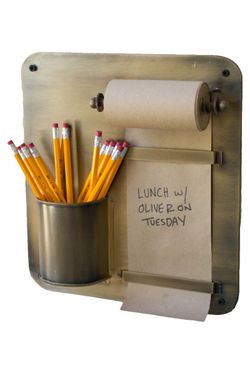 Kalalou NDE1280 Transitional Note Roll With Wall Rack With Pencil Holder In Bronze/Dark Finish, 3.00 Inches