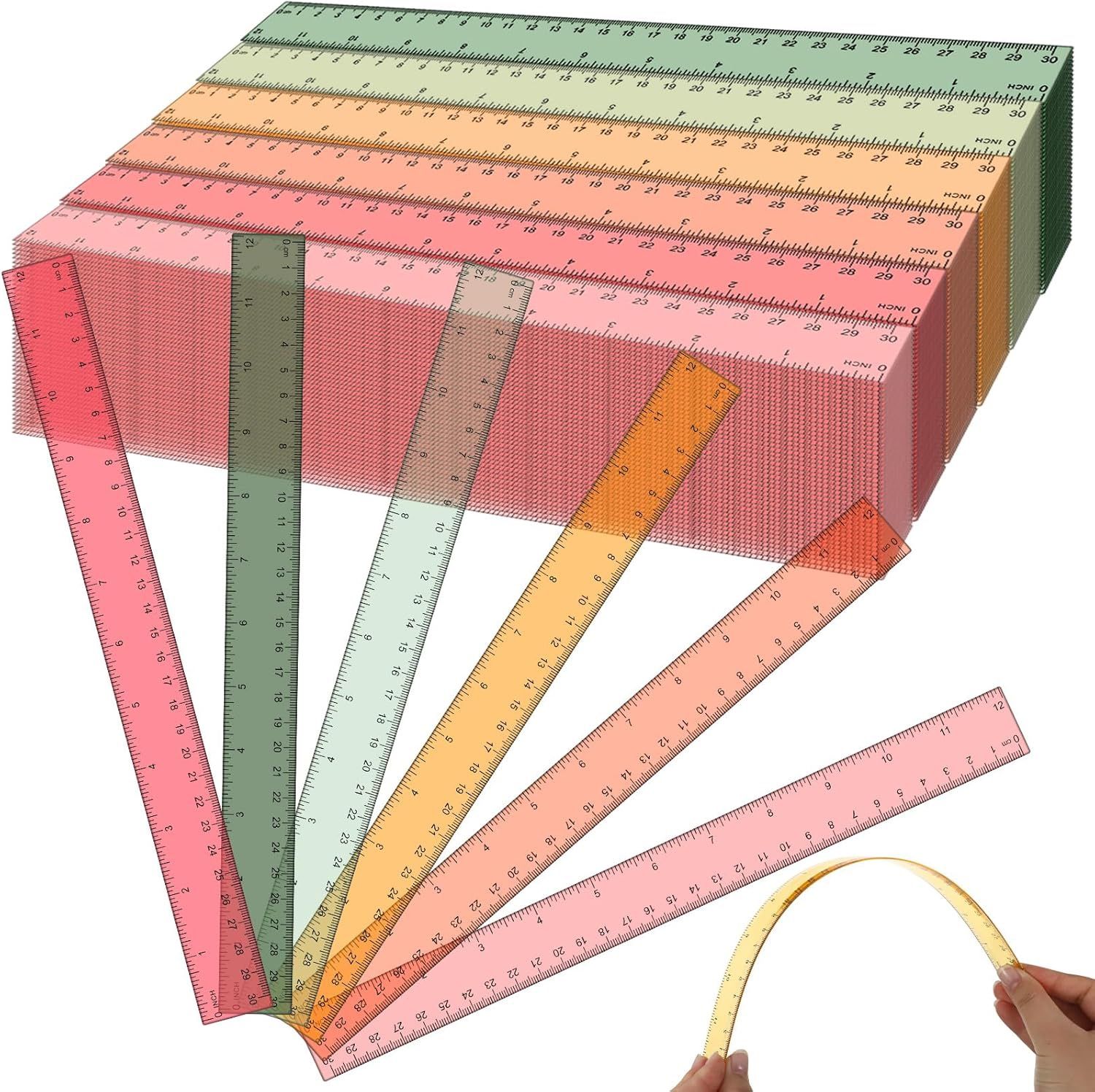 PANELEE Plastic 12-Inch Rulers w/ Inches and Centimeters for School, Home, Office - 108 Pcs (NEW)