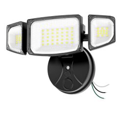 65W LED Flood Light Outdoor, Switch Controlled, 6500LM Security Light, 3 Adjustable Heads, IP65 Waterproof, 6500K Daylight White, Wall Mount E