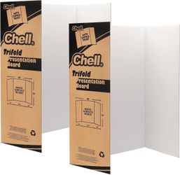 Chell 36x48 Large Size Corrugated Trifold Poster Boards, White, 2 Pack Made of Thickened Corrugated Cardboard, Portable, Lightweight                  